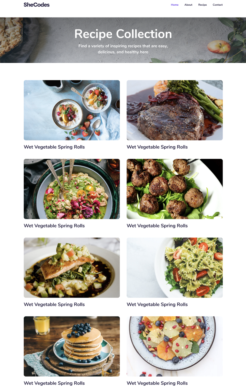 Recipe collection project preview